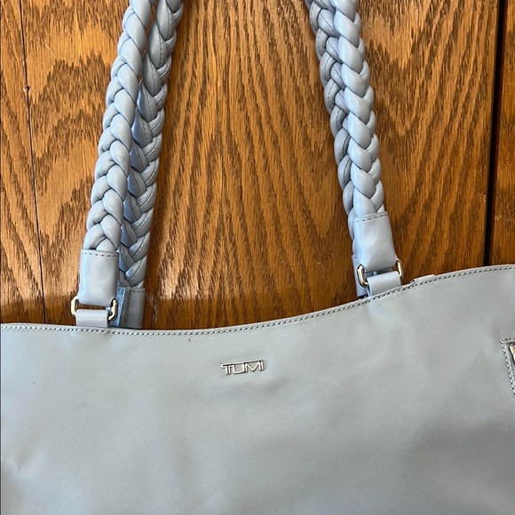 Tumi Blue Tote Bag with Braided Handles - Picture 2 of 5
